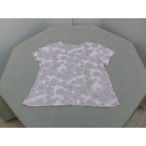 Croft & Barrow Women's Shirt Floral Print Stretch Cap Sleeve Pullover (Sze Lg.) - Picture 3 of 16